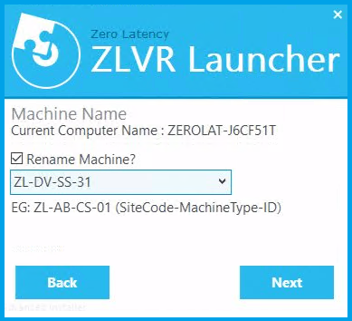 ZLVR Launcher Install Wizard - Machine Name